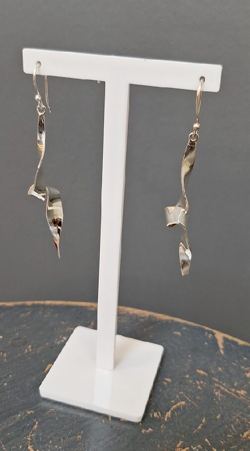 ZE0108 Polished Long Drop Scroll Earrings