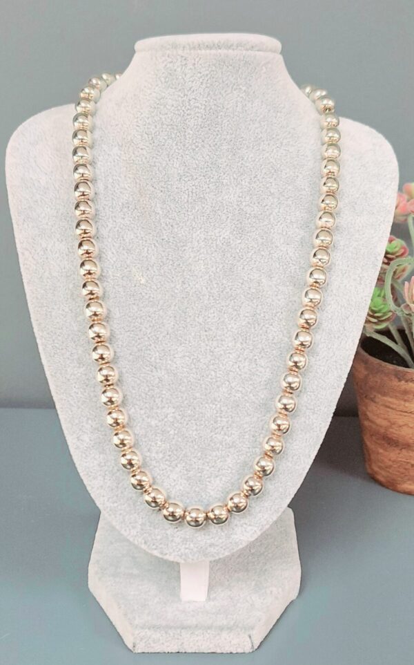 CN353 162807 Silvert Bead Necklace with T Bar