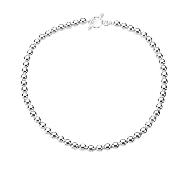 CN353 Silvert Bead Necklace with T Bar