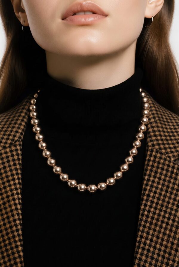 ZN029 MODEL Silver Bead Necklace with T Bar