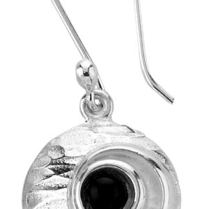 CE1313 Hammered Disc with Onyx Earrings