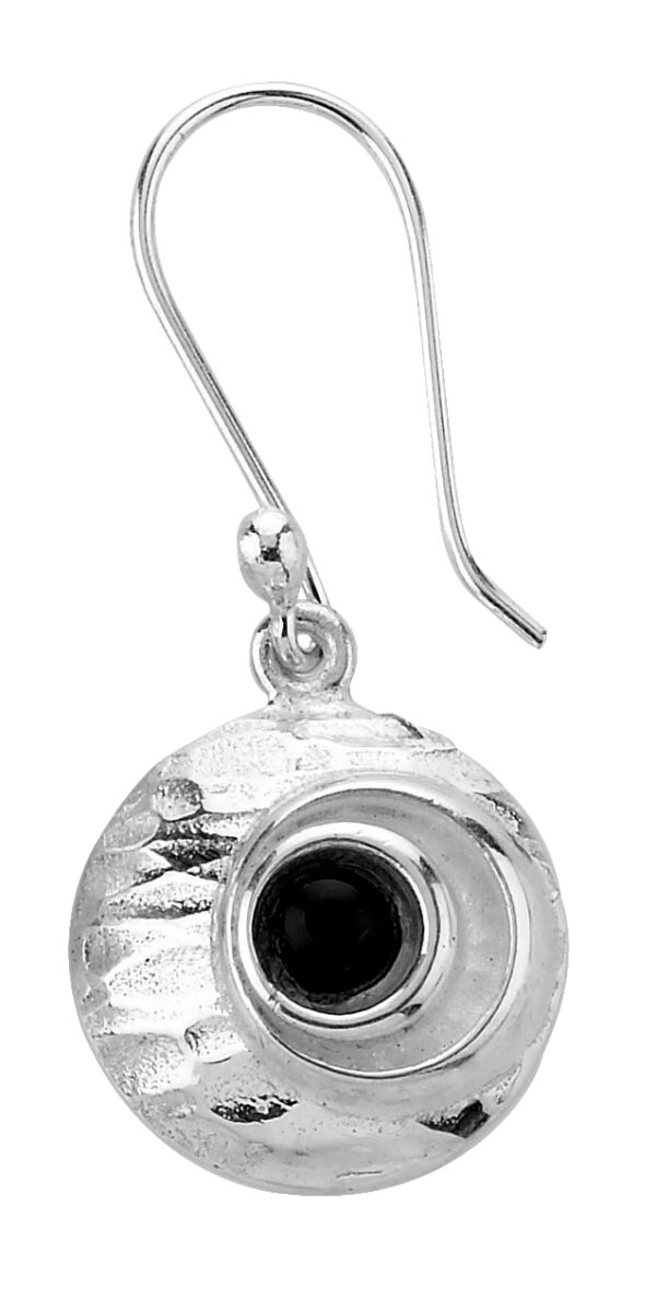 Hammered Disc with Onyx Earrings