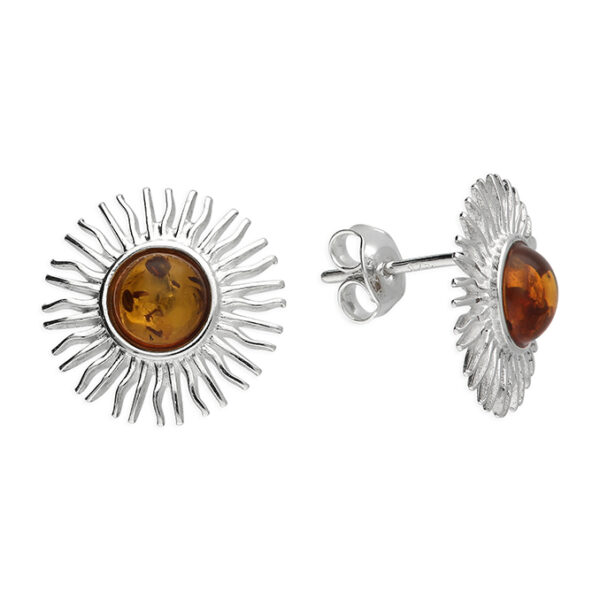 H7272B Amber Sunburst Stud Earrings