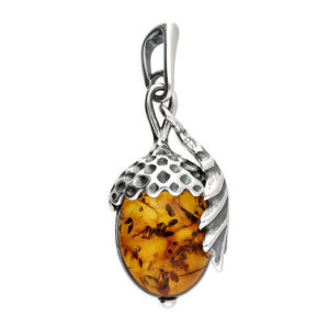 Amber Acorn & Leaf Pendant