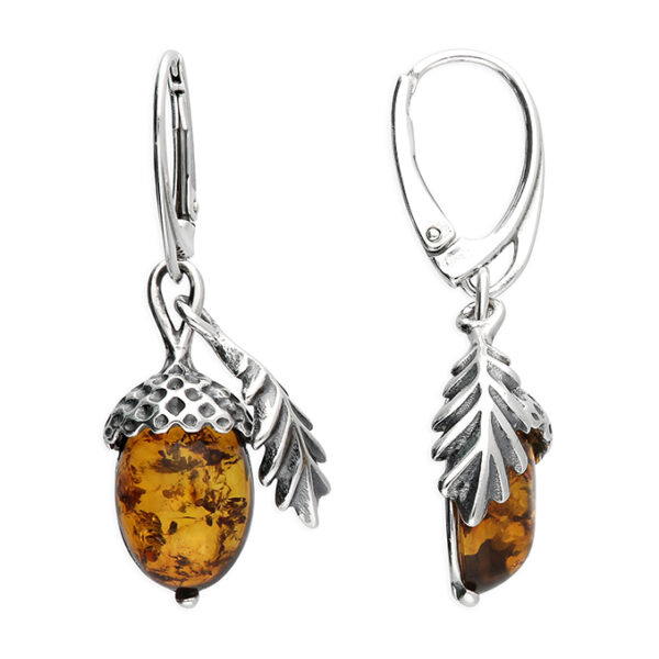 H7276B Amber Acorn & Leaf Earrings