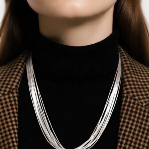N1018 2 10 Strand Liquid Silver Necklace