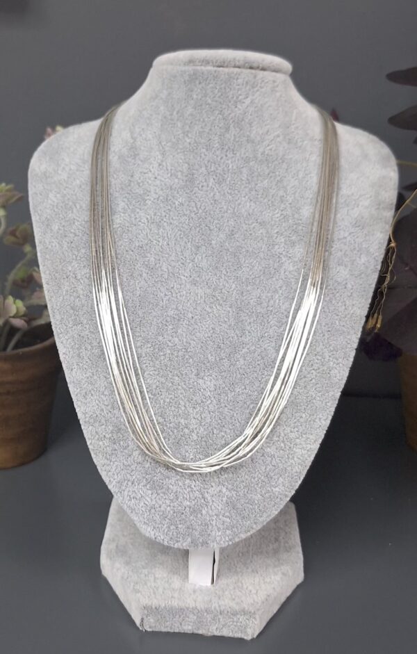 10 Strand Liquid Silver Necklace