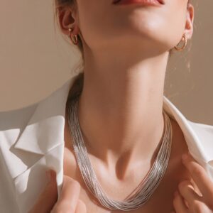 N3018 model 30 Strand Liquid Silver Necklace