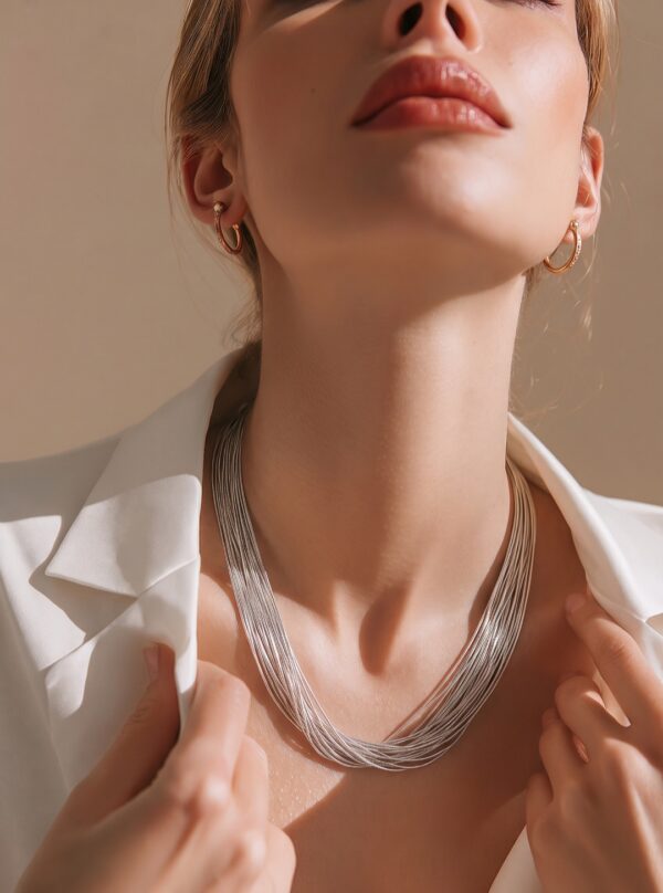 30 Strand Liquid Silver Necklace