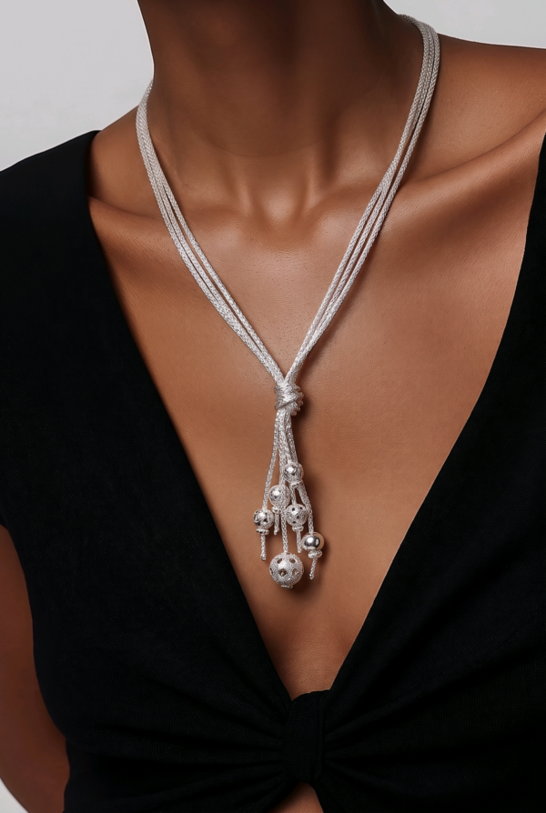 Multi Strand Tassel Glitterball Necklace