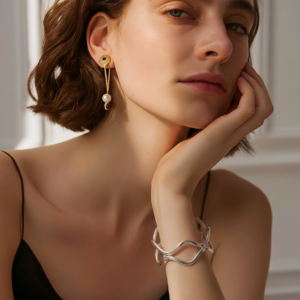Open Double Wave Cuff Bangle