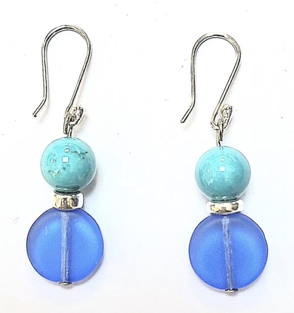 Elegant Turquoise Disc Drop Earrings