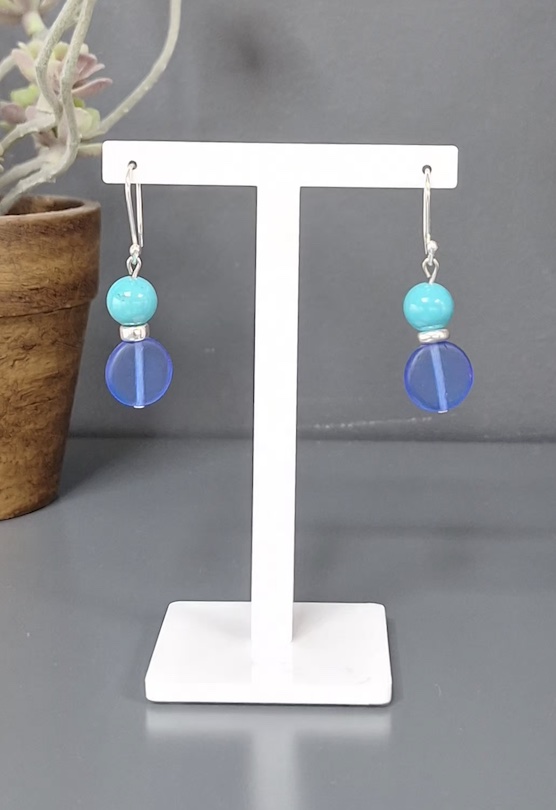 Elegant Turquoise Disc Drop Earrings