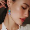Elegant Turquoise Disc Drop Earrings