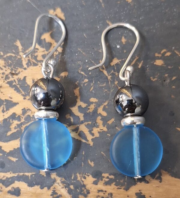 Elegant Hematite Disc Drop Earrings