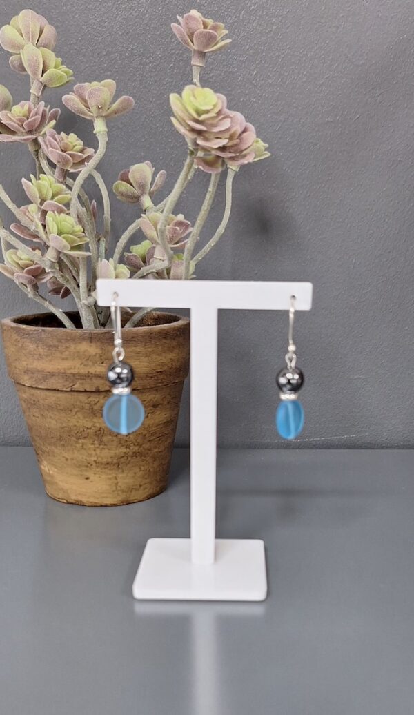 Elegant Hematite Disc Drop Earrings