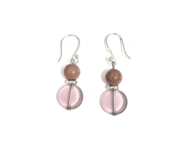Elegant Goldstone Disc Drop Earrings