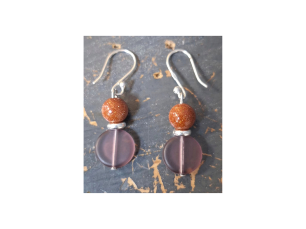 Elegant Goldstone Disc Drop Earrings