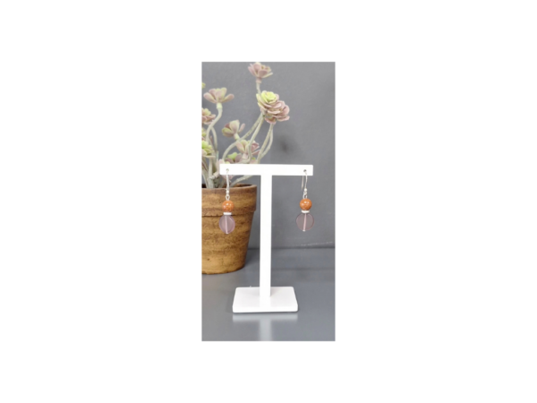 Elegant Goldstone Disc Drop Earrings