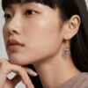 Elegant Goldstone Disc Drop Earrings