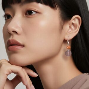 Elegant Goldstone Disc Drop Earrings