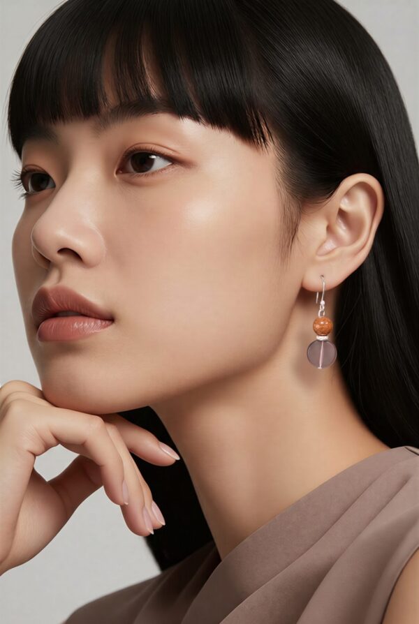 Elegant Goldstone Disc Drop Earrings